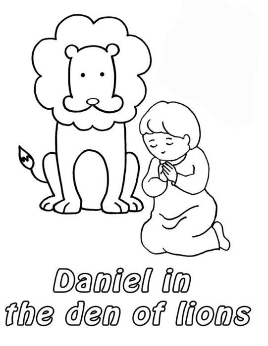 Daniel Prostrated In Front Of God And The Lions Den Coloring