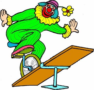 drawing of colorful clown on the wheel
