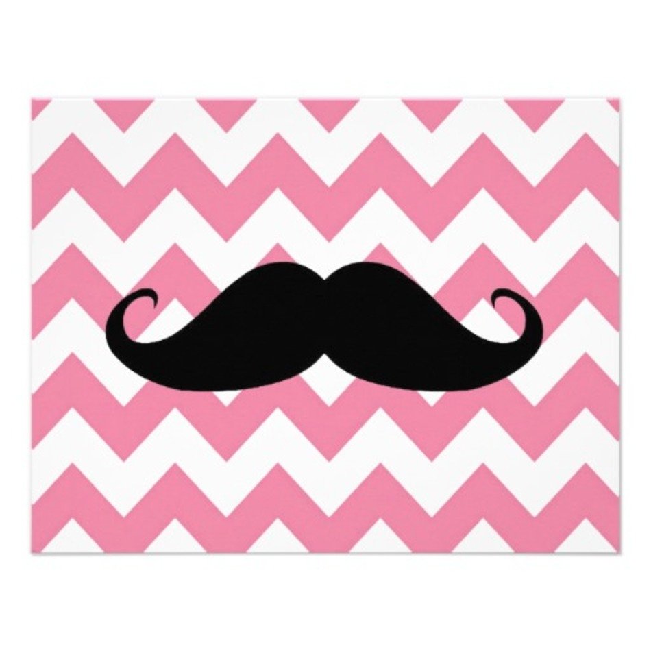 Moustache Noire Dr&244le Et Motif Rose De Chevron Carton Dinvitation 10