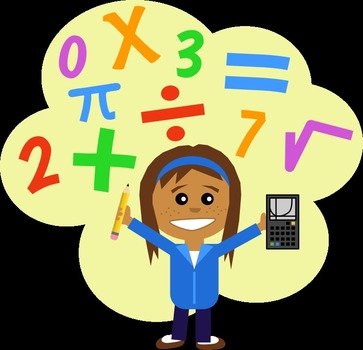 Math Girl By Scout With Pencil And Calculator In A Cloud Of
