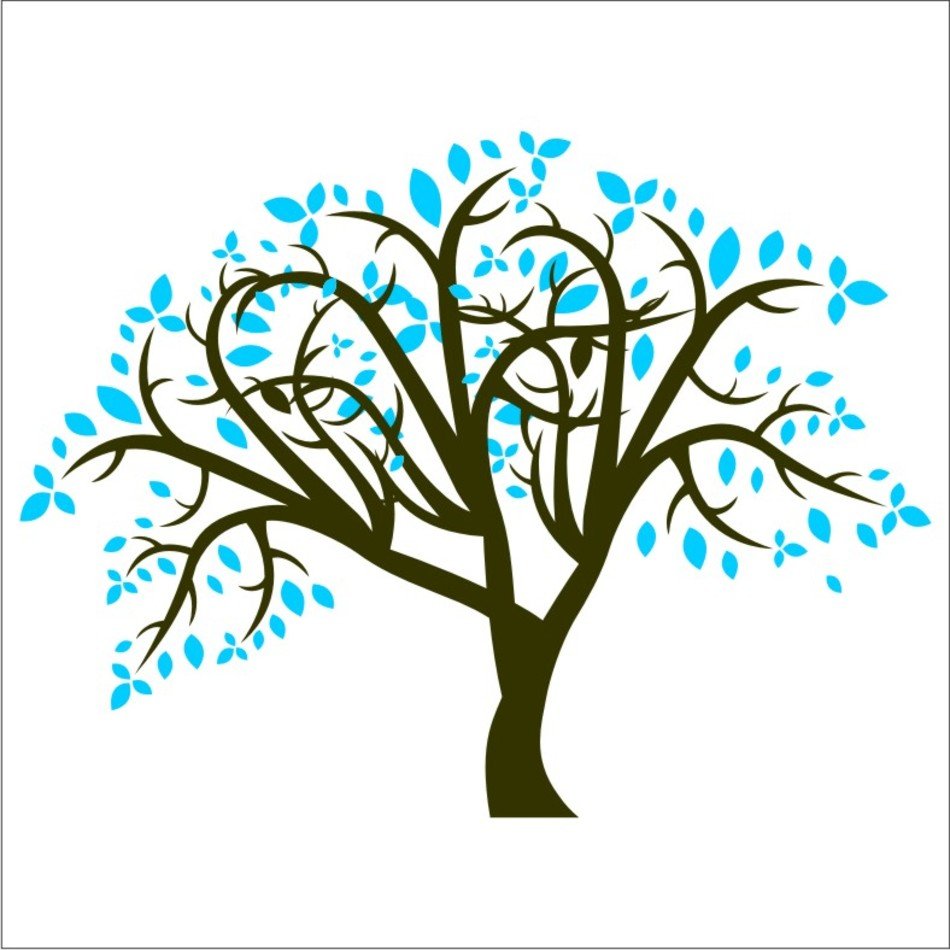 Vinyl Art Sa Products Featured Brown Tree With Blue Leaves