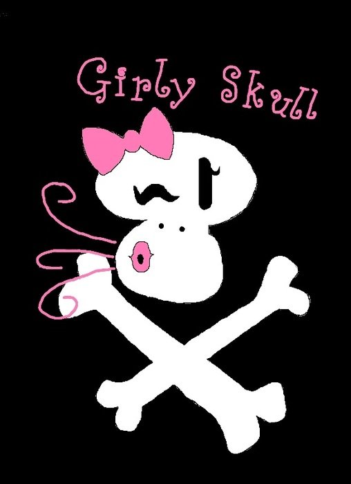 Girly Skull And Crossbones Pink drawing