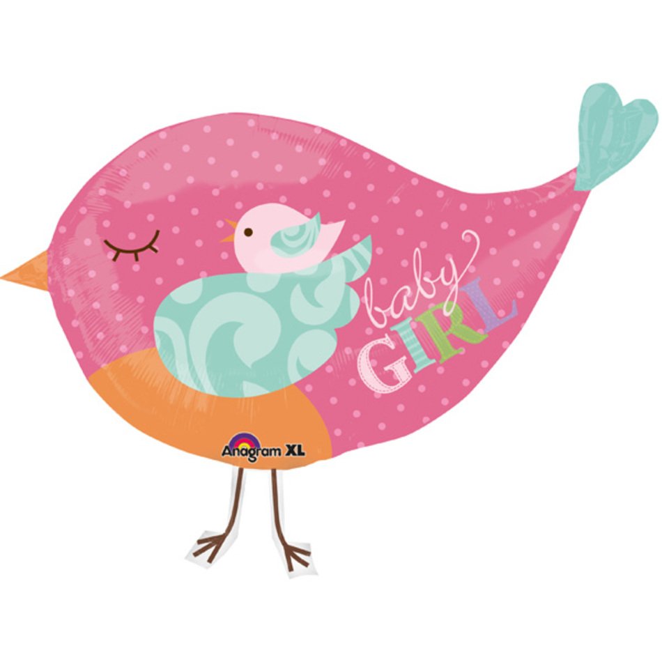 By 33 Inch Baby Girl Bird Foil Supershape Balloon A Shower Would
