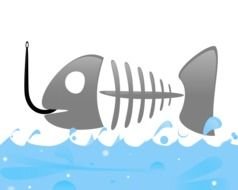 cartoon Fish Bone on waves