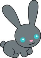 cartoon gray rabbit with blue eyes