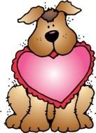 painted dog with a pink heart