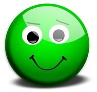 green smiley on a white background