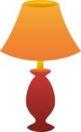 table lamp with orange lampshade on a white background