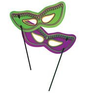 green and purple carnival masks, drawing