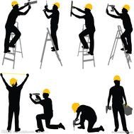 silhouettes of workers with tools