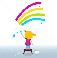 Stock Photo Vector Illustration Blond Hair Girl Painting