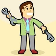 wizard with tools as a graphic image