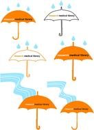 white and orange umbrellas drawing