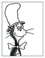 funny Cat In The Hat, Black And White drawing