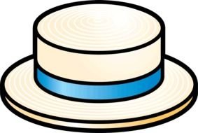 hat with blue ribbon