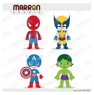 Set Avengers Spider Man Wolverin Captain America And Hulk clipart