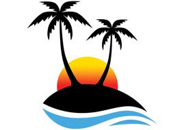 painted palm trees on a lonely island