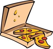 Cartoon Pizza in paper box