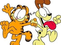 drawn funny cat Garfield and dog