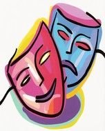 drawing of theater masks on a white background