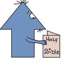 blue arrow with a book as a graphic image