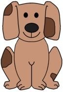 drawing of a brown dog with spots on a white background