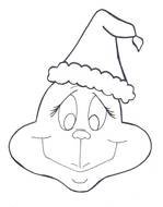 black and white drawing of a grinch head for coloring