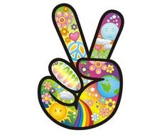 Peace Sticker Hand Symbol 60s Hippie Hippy Love Flower Power Vinyl