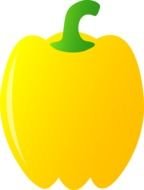 painted yellow pepper with a green pod