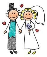 Bride and Groom Stick drawing