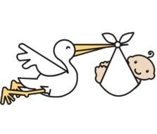 Clip Art Stork With Twins N2