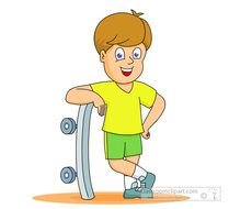 Boy Leaning Against A Skateboard Classroom