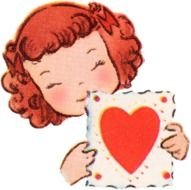 Free Vintage Valentine card drawing