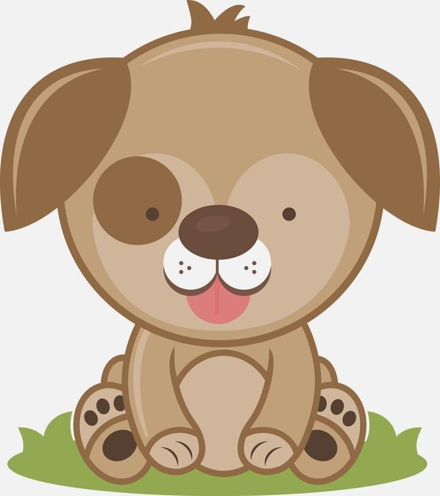 cute baby dog on lawn, drawing