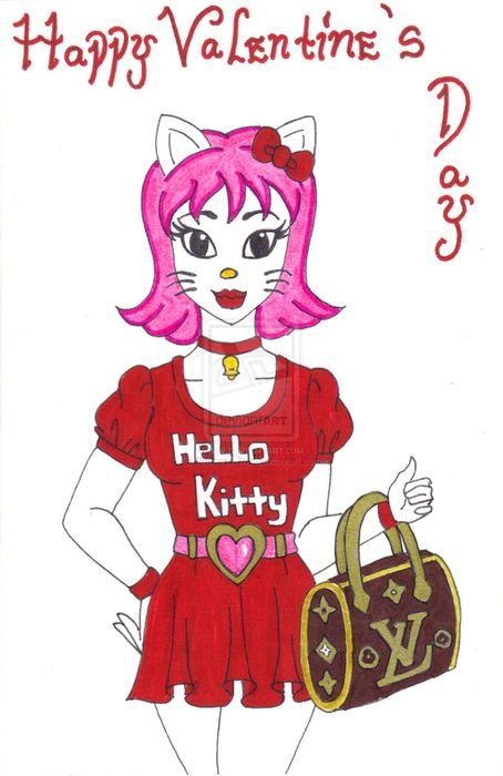 Valentine Kitty drawing