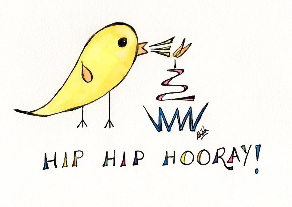 illustration of a bird with an inscription on a white background