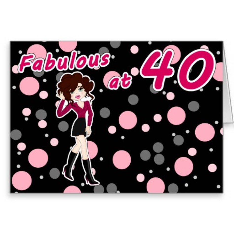 Fabulous At 40 Cartoon Diva Birthday Card Zazzle