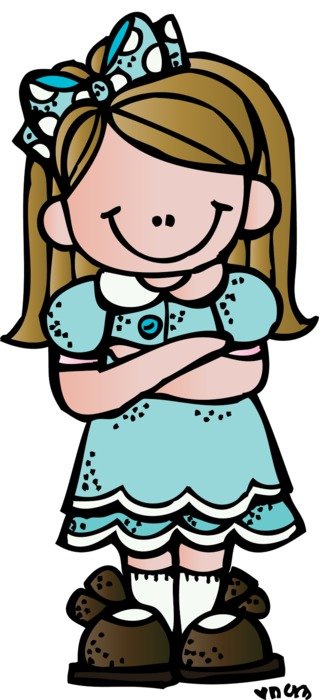 cartoon girl folding arms
