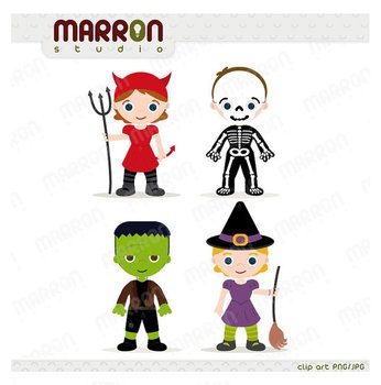 Girl Franky Frankenstein Skeleton Kid Cat And Witch