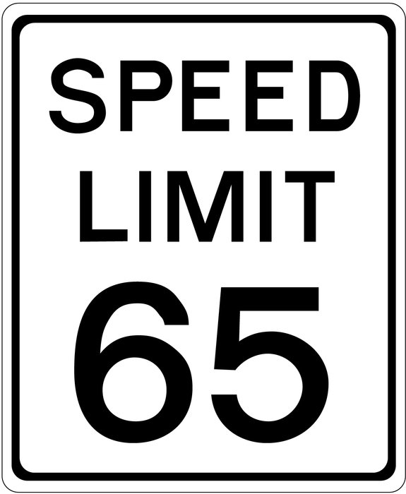 Speed Limit 65 as the inscription in the picture