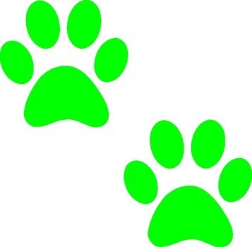 green dog footprints