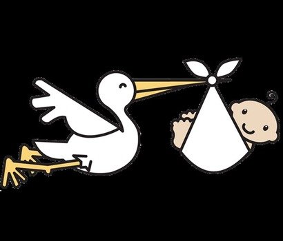 Clip Art Stork With Twins N2