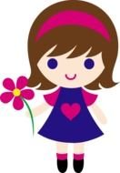 cartoon girl in a blue dress with a heart