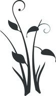 black silhouette of an elegant plant