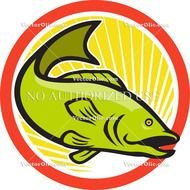 Jumping Bass Fish Largemouth Cartoon Circle