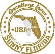 Vintage Style Rubber Stamp Image Featuring The State Of Florida