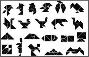 Black and white drawings of the animal figures clipart