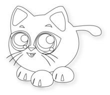 cartoon cat with big eyes, outline