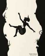 silhouette of a woman flying into the abyss