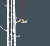 Love Birds Sitting On Tree Valentine Card Vector 123freevectors